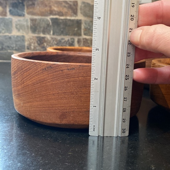 4 x Teak Wood Bowls - Picture 6 of 8